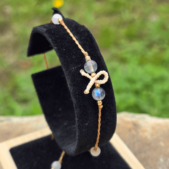 Bracelet Cœur Solidaire🎗️Quartz rose & Labradorite