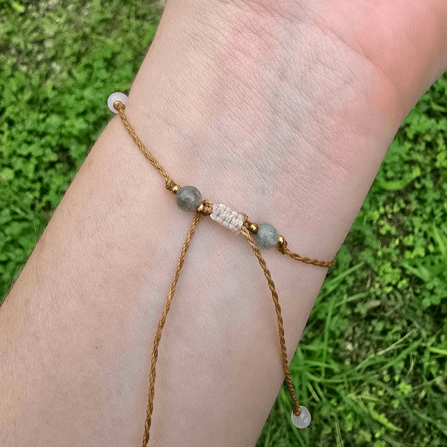 Bracelet Cœur Solidaire🎗️Quartz rose & Labradorite