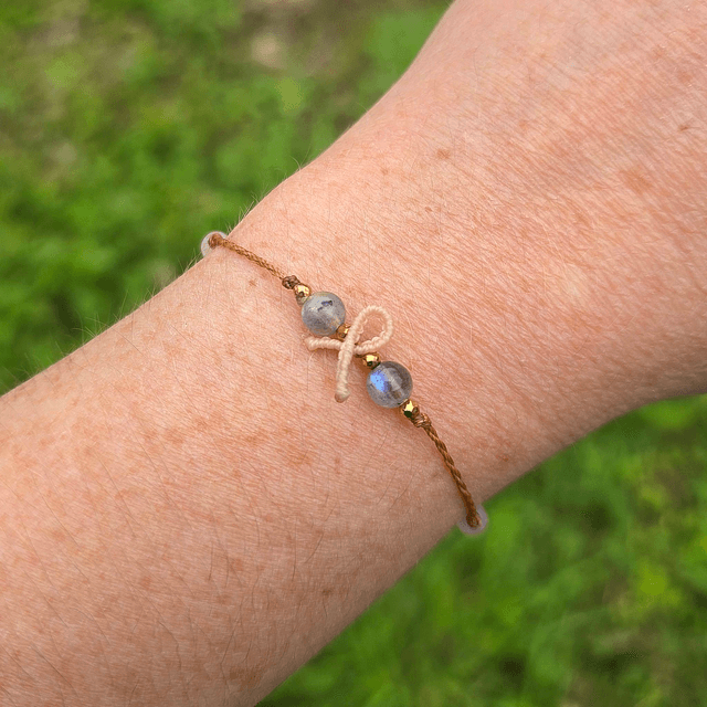 Bracelet Cœur Solidaire🎗️Quartz rose & Labradorite