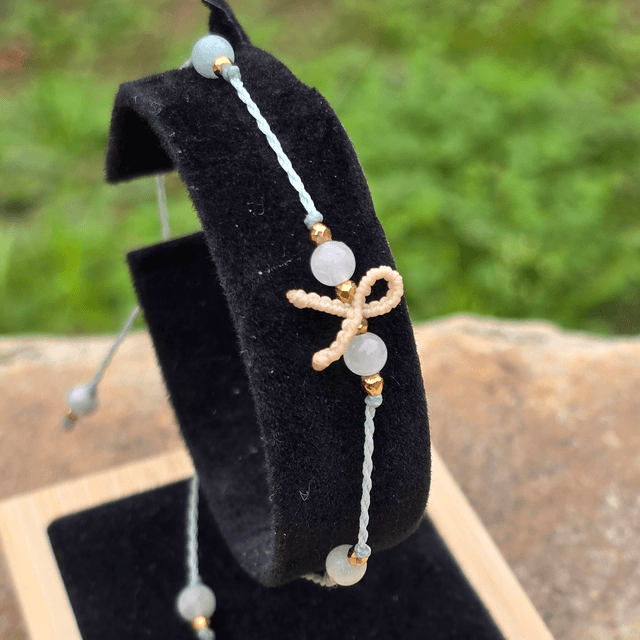 Bracelet Cœur Solidaire🎗️Quartz Rose & Béryls