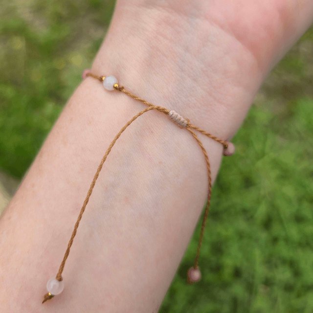Bracelet Cœur Solidaire🎗️Quartz Rose & Rhodonite