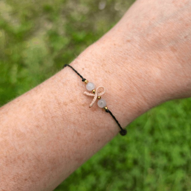 Bracelet Cœur Solidaire🎗️Quartz Rose & Obsidienne dorée 