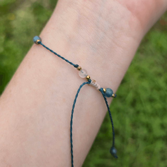 Bracelet Cœur Solidaire🎗️Quartz Rose & Apatite bleue