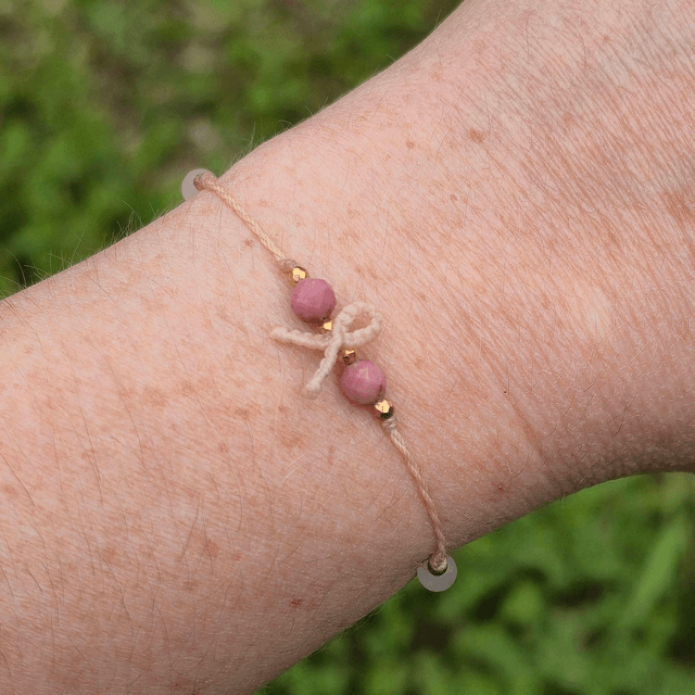 Bracelet Cœur Solidaire🎗️ Rhodonite &  Quartz Rose 