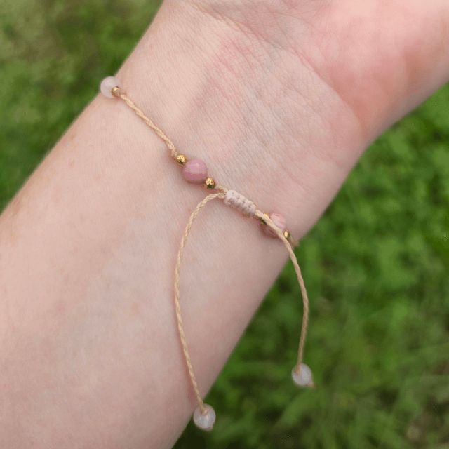 Bracelet Cœur Solidaire🎗️ Rhodonite &  Quartz Rose 