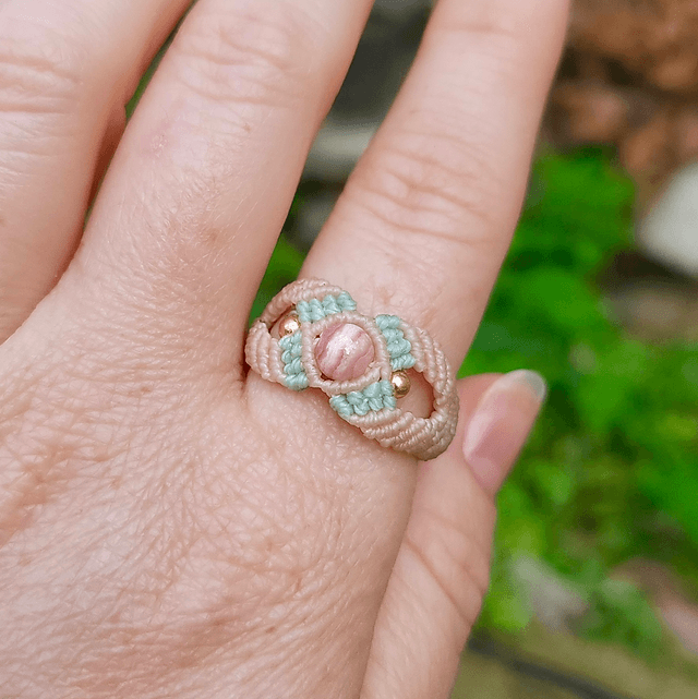 Bague &quot;Maïa&quot; Rhodocrosite (Taille réglable)